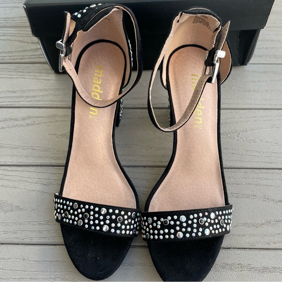 Madden NYC Brigid Black Studded Embellished Block Heels 6 w/ BOX - Picture 4 of 11